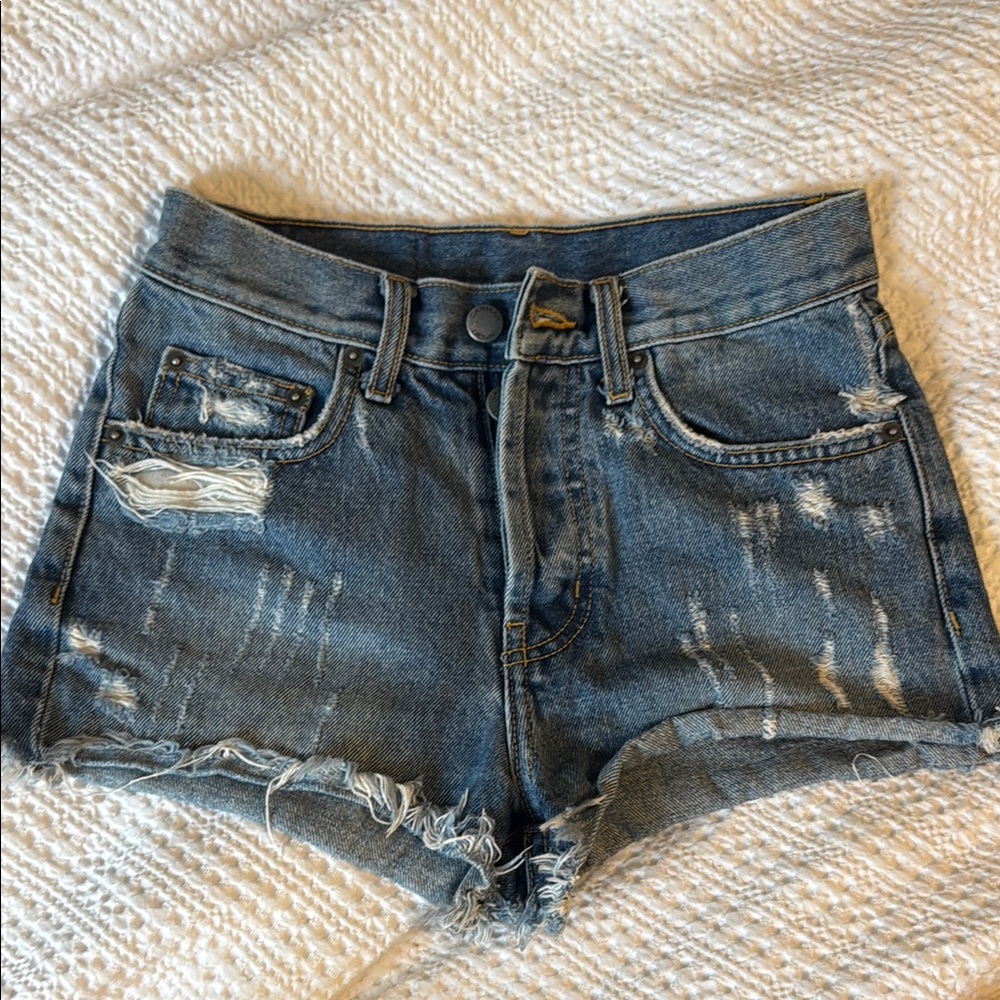 Carmar Blue Distressed Jean Shorts High-Waisted